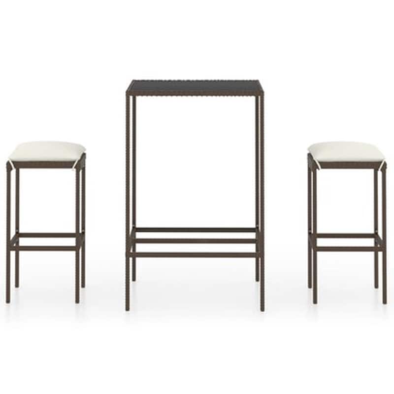 Vidaxl Σετ Επίπλων Μπαρ Κήπου 3 Τεμ. Καφέ Συνθετικό Ρατάν Με Μαξιλάρια VIDAXL