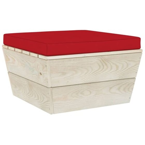 Υποπόδιο Κήπου VidaXL από Εμποτισμένο Ξύλο Ερυθρελάτης με Μαξιλάρια 60x60x30 cm - Κόκκινο image 1