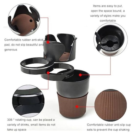 Auto Multi Function Cup Car Holder Organizer 5 In 1 Oem image 1