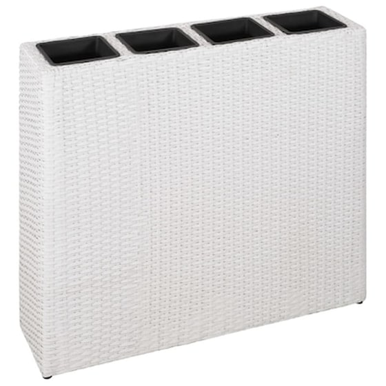 Vidaxl Ζαρντινιέρα Με 4 Δοχεία Φύτευσης Λευκή Από Συνθετικό Ρατάν image 1