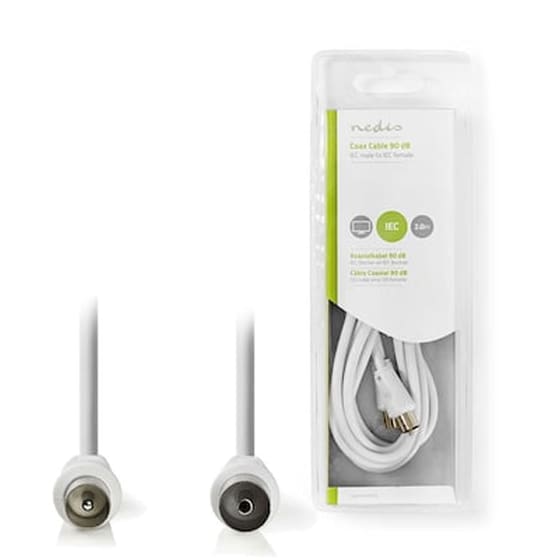 Nedis Csgb40000wt20 Coax Cable 90db Iec (coax) Male - Iec (coax) Female 2.0 M Wh 233-0928 image 0