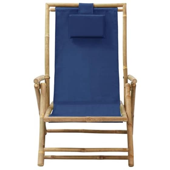 Σεζλόνγκ Vidaxl Πτυσσόμενη από Μπαμπού/Ύφασμα 64x89x71-94 cm -  Μπλε image 2