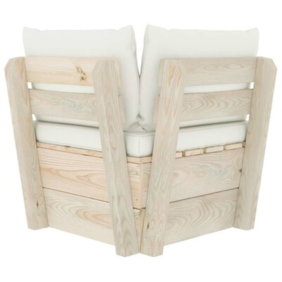 Καναπές Κήπου Γωνιακός VidaXL από Εμποτισμένο Ξύλο Ερυθρελάτης 60x60x65 cm - Κρεμ image 4