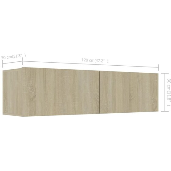 Έπιπλο Τηλεόρασης VidaXL Μοριοσανίδα Δρυς 120x30x30cm - Μπεζ image 7