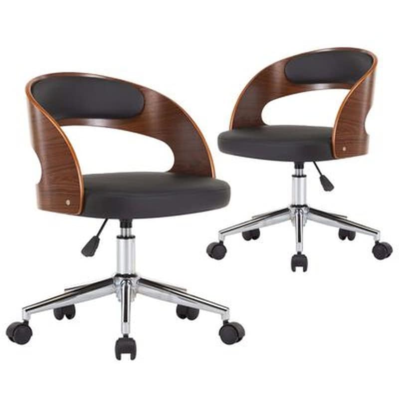 Καρέκλες Τραπεζαρίας Vidaxl από Ξύλο/Συνθετικό Δέρμα Περιστρεφόμενες 2 Τμχ - Μαύρες