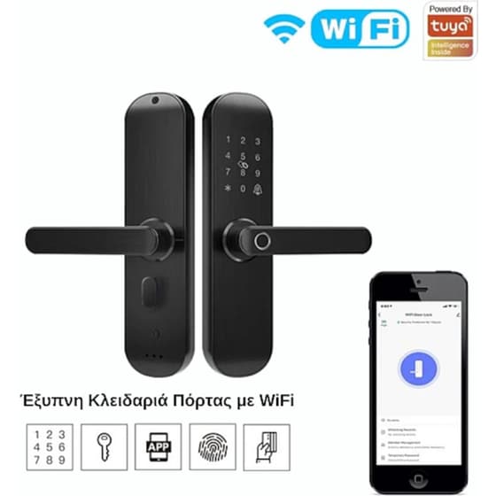 Κλειδαριά Moes WDL-ZX-202-EN WiFi με Εφαρμογή - Μαύρη image 1