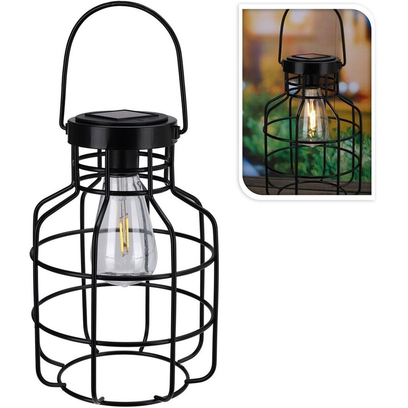 Ηλιακό Φανάρι Spitishop Μεταλλικό 20x24.5 cm - Μαύρο