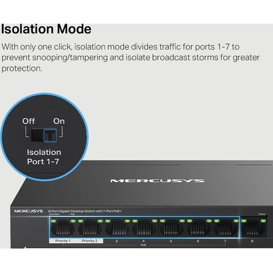 Mercusys MERMS108GP v1 Unmanaged L2 PoE+ Switch με 8 Θύρες Gigabit (1Gbps) Ethernet image 5