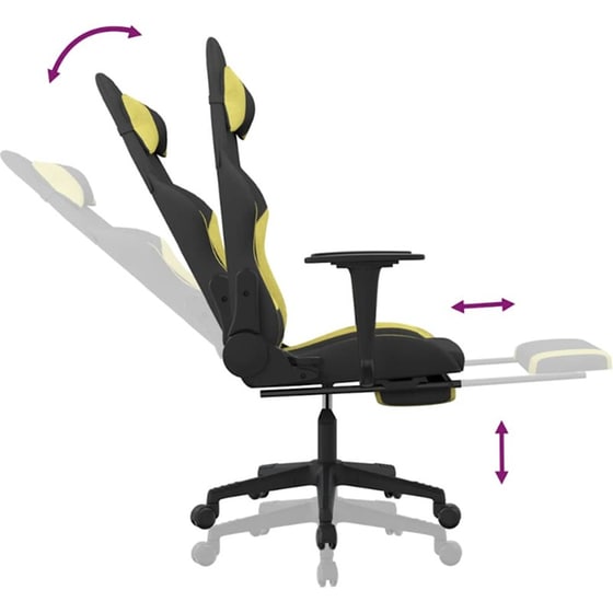 Καρέκλα Gaming VIDAXL 345506 με Υποπόδιο - Μαύρο image 9