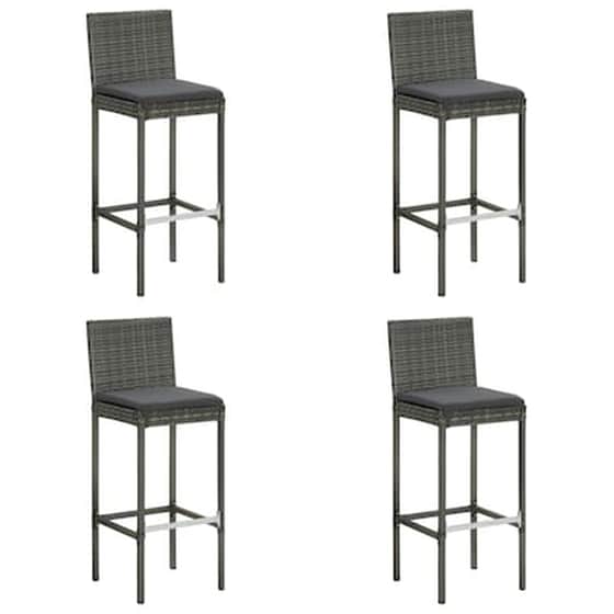 Σκαμπό Κήπου VidaXL με Μαξιλάρια από Συνθετικό Ρατάν 40x44x108 cm 4 Τμχ - Γκρι image 1