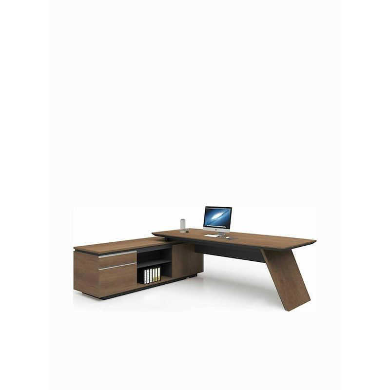 WOODWELL Γραφείο Εργασίας από Μοριοσανίδα 220x90x76 cm - Καρυδί/Μαύρο