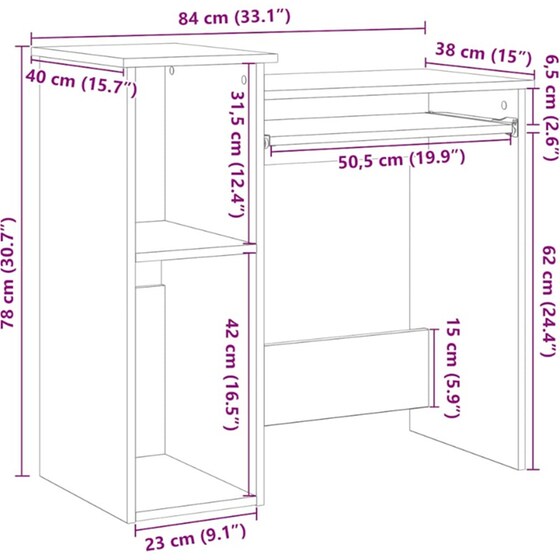 Γραφείο VidaXL με Ράφια από Μοριοσανίδα 110x45x157 cm - Sonoma Δρυς image 9