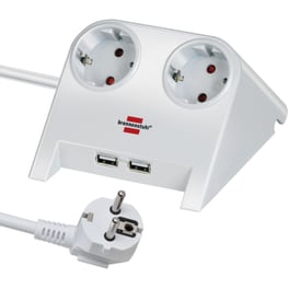 Πολύπριζο Brennenstuh Desktop Power 2 Θέσεων με USB 1.8m - Λευκό