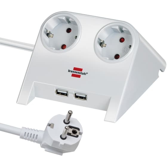 Πολύπριζο Brennenstuh Desktop Power 2 Θέσεων με USB 1.8m - Λευκό image 0