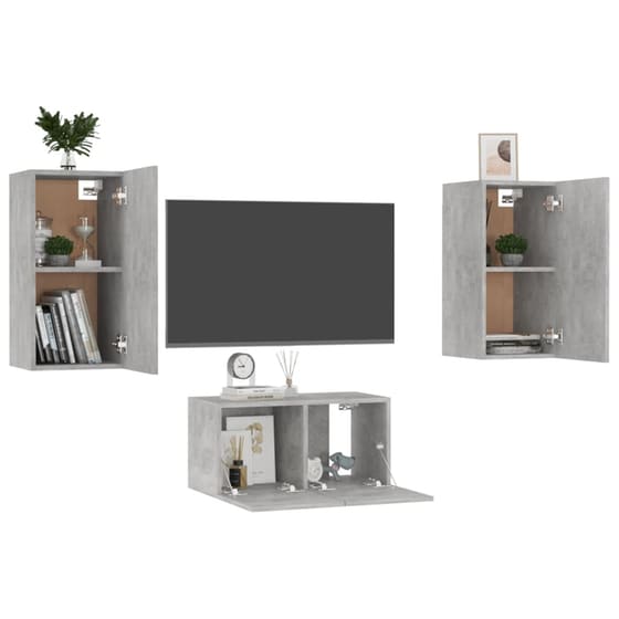 Έπιπλα Τηλεόρασης VidaXL από Μοριοσανίδα 3 Τμχ 60x30x30cm - Γκρι image 5