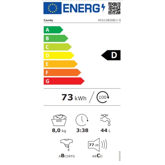 CANDY HCU1282DB/1-S 8 kg 1.200 Στροφές Λευκό Πλυντήριο Ρούχων image 2