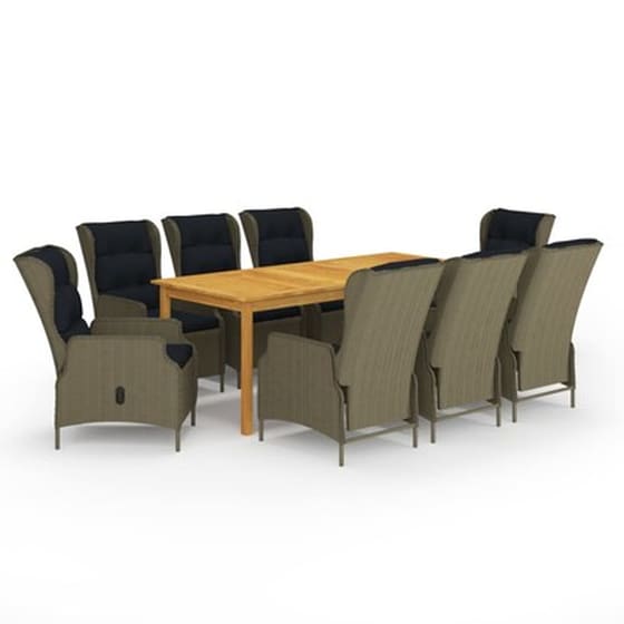 Vidaxl Σετ Τραπεζαρίας Κήπου 9 Τεμαχίων Καφέ image 1