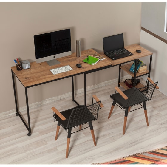 Γωνιακό Γραφείο 24Mall Pratica Atlantic Pine  από Μοριοσανίδα 125x54.5x79 cm - Μαύρο/Καφέ image 1