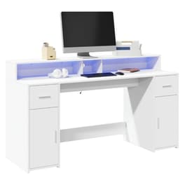 Γραφείο VidaXL με LED από Επεξεργασμένο Ξύλο 160x55x91 cm - Λευκό