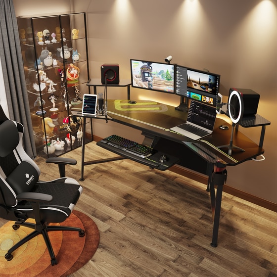 Γραφείο Gaming Eureka Ergonomic από Ατσάλι 180x76cm - Μαύρο image 1