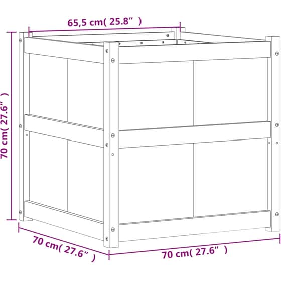 Ζαρντινιέρα VidaXL από Μασίφ Ξύλο Πεύκου 70x70cm - Μπεζ image 9