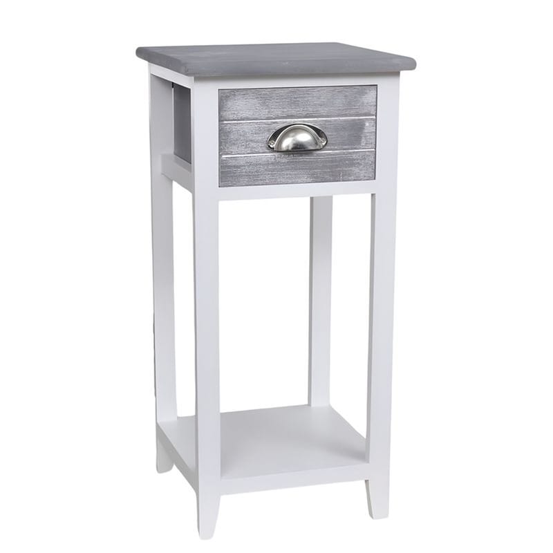 Κομοδίνο Vidaxl Από Ξύλο Παυλώνιας 30x30x63 cm - Λευκό Γκρι