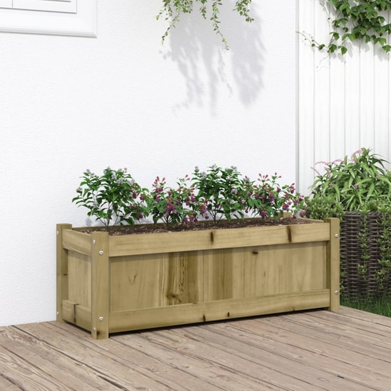 Ζαρντινιέρα VidaXL από Μασίφ Ξύλο Πεύκου 90x31cm - Καφέ image 2