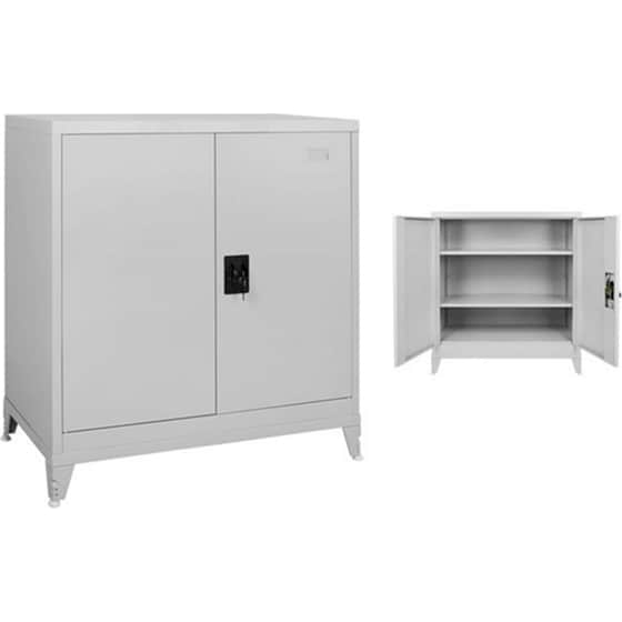 Μεταλλική Ντουλάπα Xxl 90x54x101cm Πάχους 0.6mm/0.8mm (πάτωμα) Γαλβανιζέ Με 2 Ράφια Και Ρυθμιζόμενα Πόδια - 3 Αποθηκευτικοί Χώροι Steelen image 2
