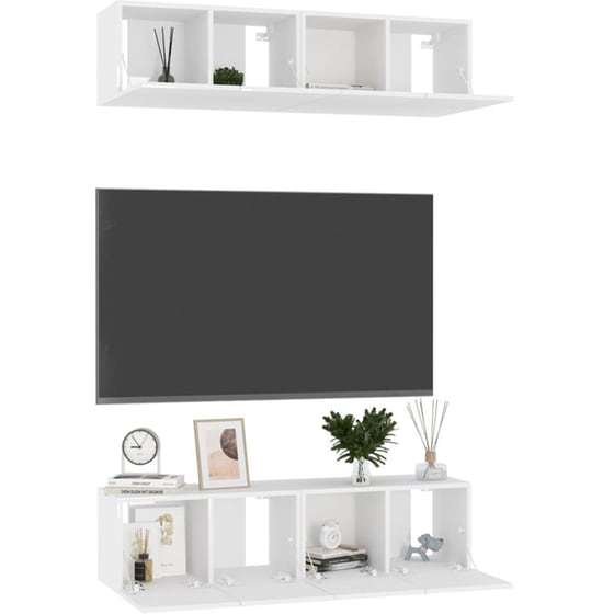 Έπιπλα Τηλεόρασης VidaXL Μοριοσανίδα 4 Τμχ 60x30x30cm - Λευκό image 2