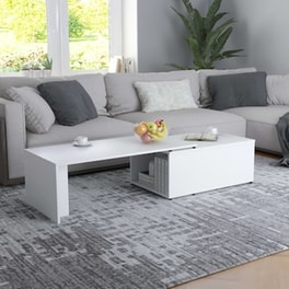 Τραπεζάκι Σαλονιού VidaXL από Μοριοσανίδα 150x50x35cm - Λευκό