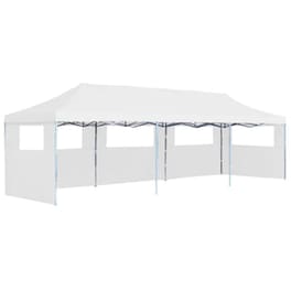 Vidaxl Τέντα Εκδηλώσεων Με 5 Τοιχώματα Πτυσσόμενη Pop-up Λευκή 3x9 Μ.