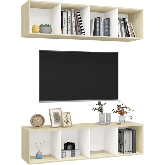 Έπιπλα Τηλεόρασης VidaXL Μοριοσανίδα 2 Τμχ 37x37x142.5cm - Καφέ image 1