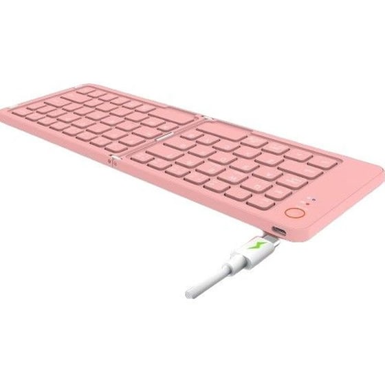Meetion MT-BTK001 Αναδιπλούμενο Ασύρματο Bluetooth Πληκτρολόγιο Ροζ image 1