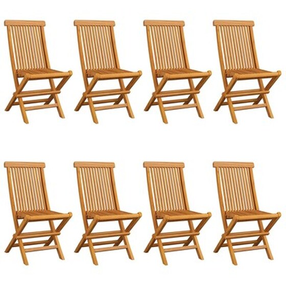 Vidaxl Καρέκλες Κήπου 8 Τεμ. Μασίφ Ξύλο Teak Με Γκρι Μαξιλάρια image 2