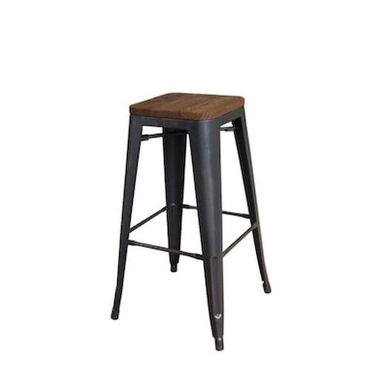 WOODWELL Σκαμπό Μπαρ Woodwell Μεταλλικό - Μαύρο