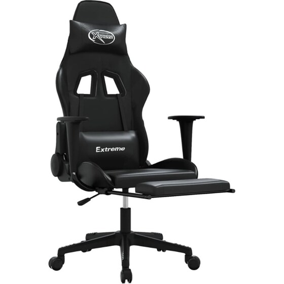 Καρέκλα Gaming VIDAXL 3143707 με Υποπόδιο από Τεχνητό Δέρμα - Μαύρη image 4