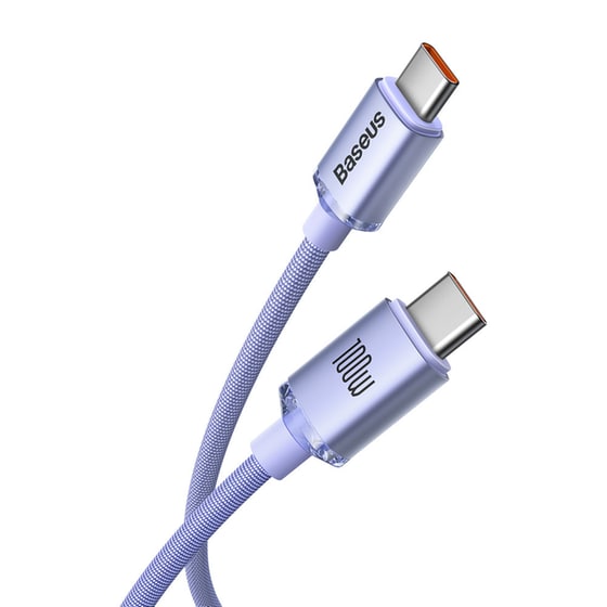Καλώδιο δεδομένων Baseus Crystal Shine Series Usb-C to Usb-C 100W 2m - Lilac image 2