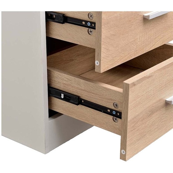 Κομοδίνο με 2 Συρτάρια Bakaji από Mdf 8055205796564 40x38x44.5 cm - Λευκό/Καφέ image 3