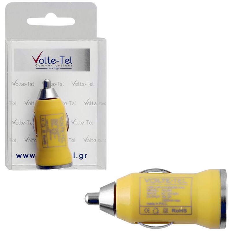 USB MINI VCU09 1200MA YELLOW ΦΟΡ ΗΣ ΑΥΤΟ