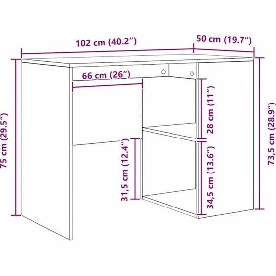 Γωνιακό Γραφείο VidaXL με Συρτάρι 102x88x75 cm - Γκρι Σκυροδέματος image 10