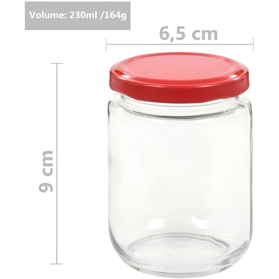 Βάζο Αποθήκευσης Τροφίμων Vidaxl Γυάλινο 230ml 48 Τμχ - Διάφανο/Κόκκινο image 3