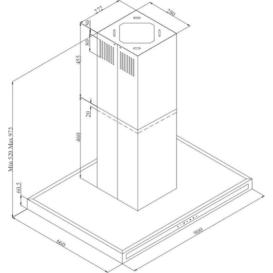 DAVOLINE REGAL BL 90 cm Μαύρο Απορροφητήρας Νησίδα image 5