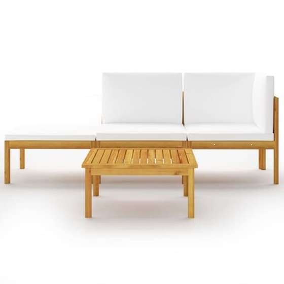 Σετ Σαλόνι Κήπου Vidaxl Μασίφ Ξύλο Ακακίας με Μαξιλάρια 4 Τμχ - Κρεμ image 3