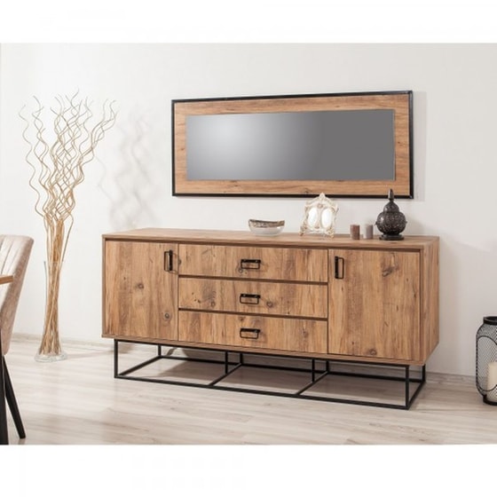 Μπουφές 24Mall Destra Atlantic Pine από Μοριοσανίδα/Μέταλλο 180x45x80 cm - Μαύρος/Καφέ image 1