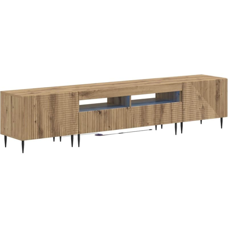 Έπιπλο Τηλεόρασης VidaXL με LED 3 τμχ 198 x 35 x 43 cm - Artisan Δρυς