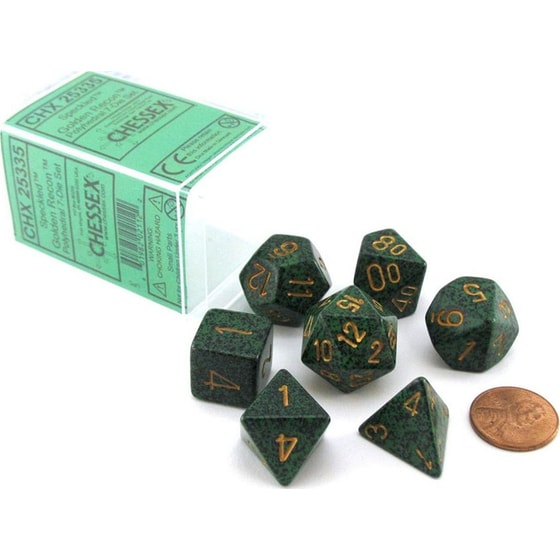 Σετ Ζάρια - 7 Dice Set Speckled Polyhedral Golden Recon Chessex image 1