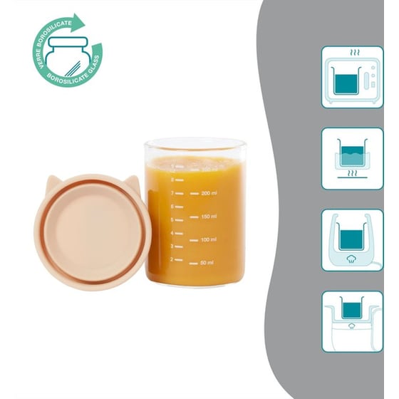 Babymoov Σετ Δοχεία Αποθήκευσης Βρεφικών Τροφών Γυάλινα 250ml 6 Τμχ - Διάφανα/ Πολύχρωμα image 3