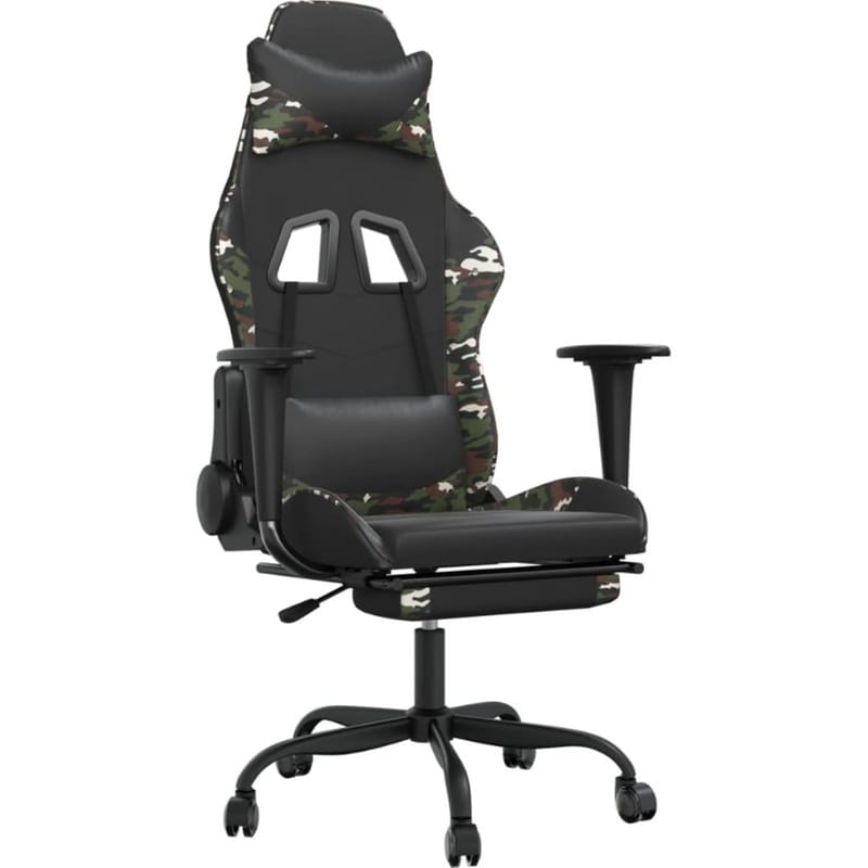 Καρέκλα Gaming VIDAXL 3143664 με Υποπόδιο από Τεχνητό Δέρμα - Μαύρο