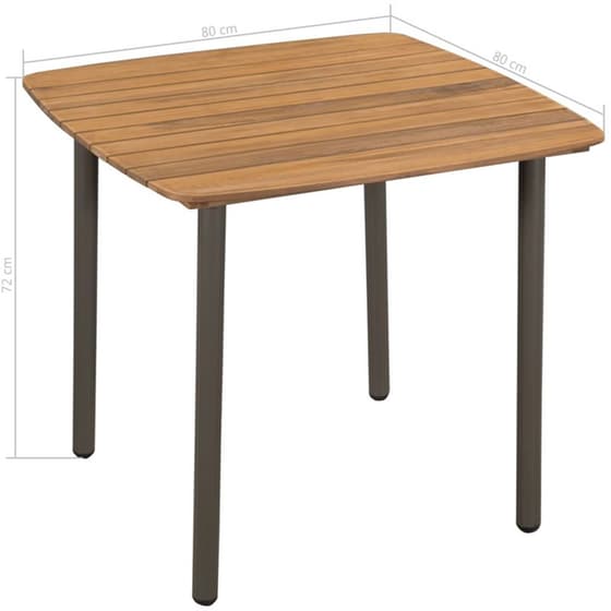Τραπέζι Εξωτερικού Χώρου VidaXL από Ξύλο 80x80x72 cm - Καφέ image 3