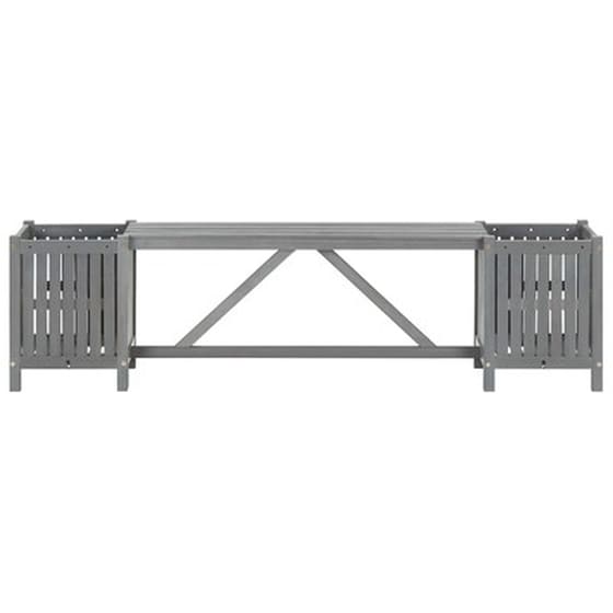 Παγκος Κήπου VidaXL με 2 Γλάστρες από Μασίφ Ξύλο Ακακίας 150x30x40 cm  Γκρι image 2